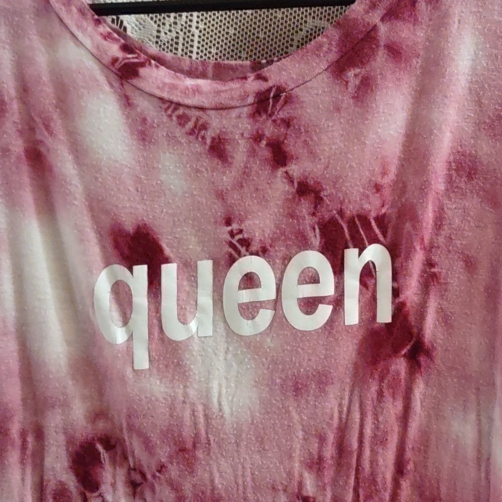 Byproduct Women' Size L pink white tie dye Queen knotted t-shirt oversized‎ - Picture 2 of 5